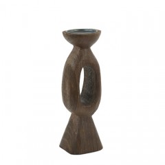 CANDLE HOLDER HOLE BROWN WOOD - CANDLE HOLDERS, CANDLES